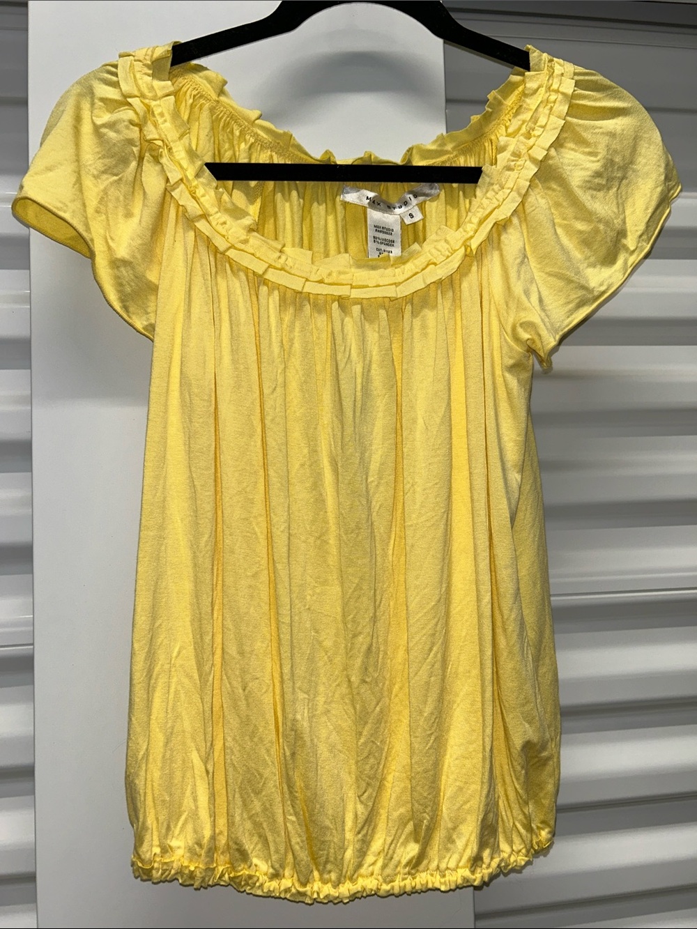 Max Studio Yellow Ruffle Scoop-Neck Blouse